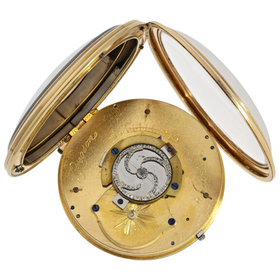 French gold and enamel watch with visible balance Circa 1785 French gold and enamel watch with visible balance Circa 1785