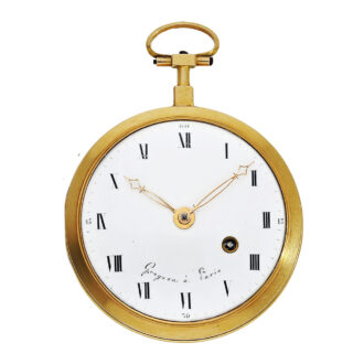 French gold and enamel watch with visible balance Circa 1785