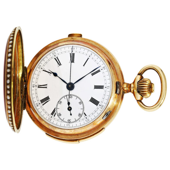 Swiss 14K gold repeating watch with chronograph Circa 1910 Swiss 14K gold repeating watch with chronograph Circa 1910