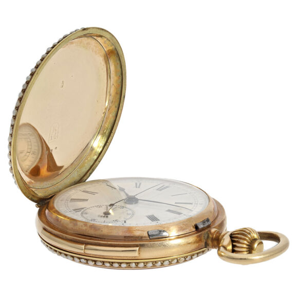 Swiss 14K gold repeating watch with chronograph Circa 1910 Swiss 14K gold repeating watch with chronograph Circa 1910