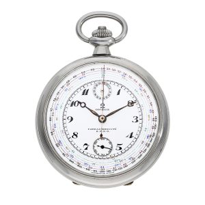Swiss stainless steel pocket tachymeter chronograph Circa 1935