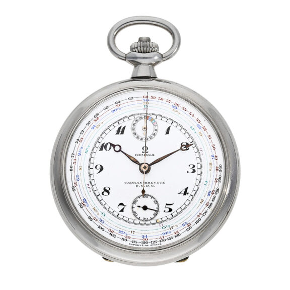 Swiss stainless steel pocket tachymeter chronograph Circa 1935