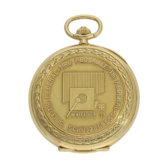 Rare Swiss 18K gold marksman’s pocket watch Circa 1990
