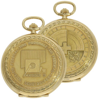 Rare Swiss 18K gold marksman’s pocket watch Circa 1990