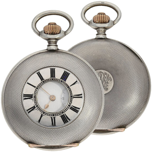 Interesting German silver half hunting cased watch Circa 1904 Interesting German silver half hunting cased watch Circa 1904