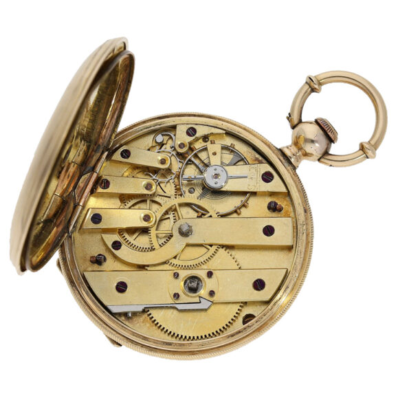 Swiss 14K gold hunting cased pocket watch Circa 1850 Swiss 14K gold hunting cased pocket watch Circa 1850