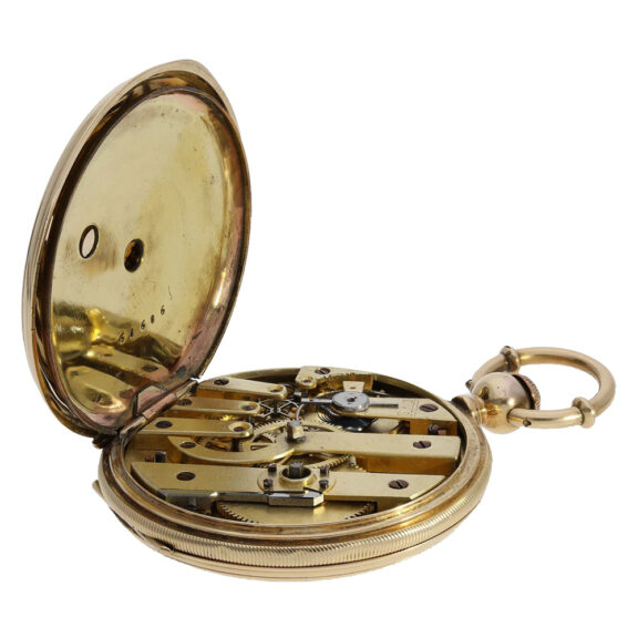 Swiss 14K gold hunting cased pocket watch Circa 1850 Swiss 14K gold hunting cased pocket watch Circa 1850