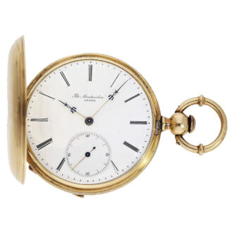 Swiss 14K gold hunting cased pocket watch Circa 1850