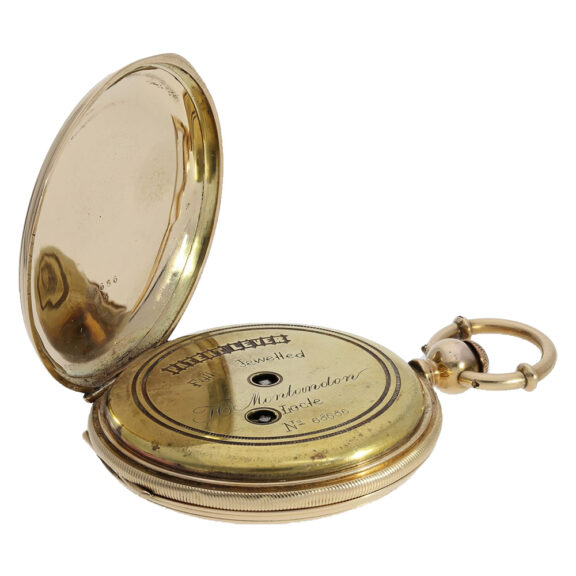 Swiss 14K gold hunting cased pocket watch Circa 1850 Swiss 14K gold hunting cased pocket watch Circa 1850