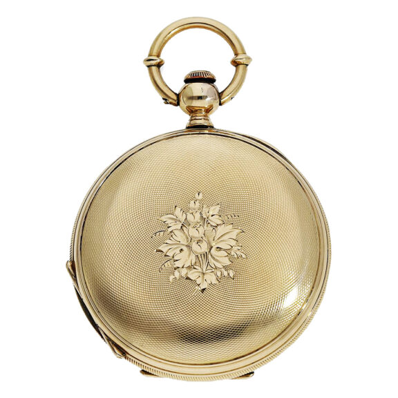 Swiss 14K gold hunting cased pocket watch Circa 1850 Swiss 14K gold hunting cased pocket watch Circa 1850