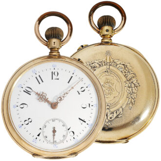 Swiss 18K gold open faced lever pocket watch Circa 1887-1888