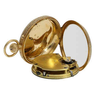English 18K gold open faced lever pocket watch Circa 1876