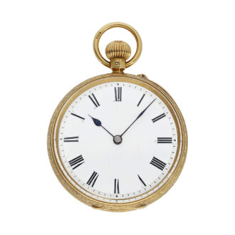 English 18K gold open faced lever pocket watch Circa 1876