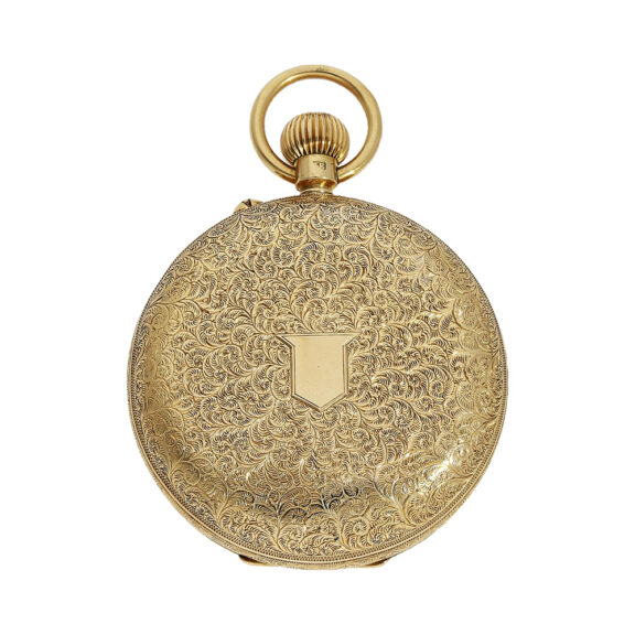 English 18K gold open faced lever pocket watch Circa 1876 English 18K gold open faced lever pocket watch Circa 1876