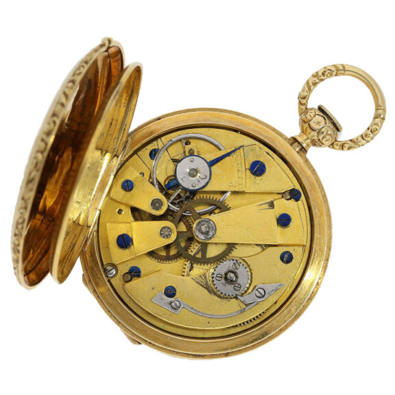 Swiss 18K gold elaborately decorated full hunter Circa 1830 Swiss 18K gold elaborately decorated full hunter Circa 1830