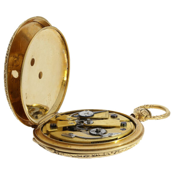 Swiss 18K gold elaborately decorated full hunter Circa 1830 Swiss 18K gold elaborately decorated full hunter Circa 1830
