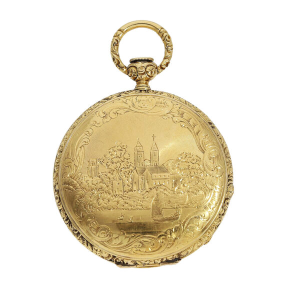 Swiss 18K gold elaborately decorated full hunter Circa 1830 Swiss 18K gold elaborately decorated full hunter Circa 1830