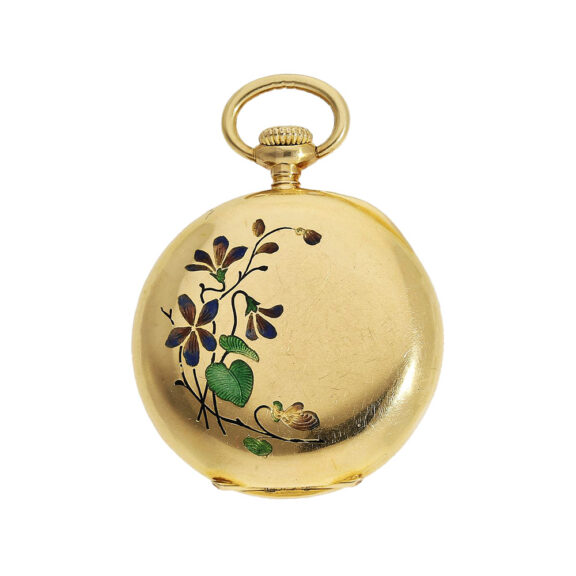 Swiss gold and enamel Art Nouveau ladies pocket watch Circa 1905 Swiss gold and enamel Art Nouveau ladies pocket watch Circa 1905