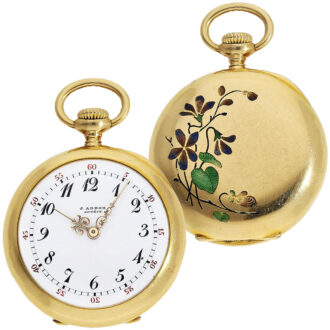 Swiss gold and enamel Art Nouveau ladies pocket watch Circa 1905