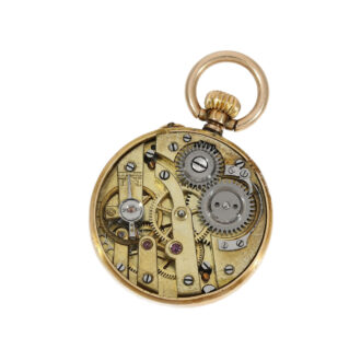 Gold and enamel form watch with matching brooch Circa 1900