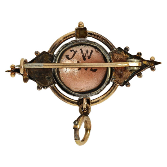 Gold and enamel form watch with matching brooch Circa 1900 Gold and enamel form watch with matching brooch Circa 1900