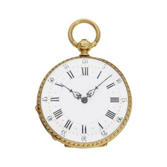 Swiss gold and enamel open faced ladies' watch Circa 1870 Swiss gold and enamel open faced ladies' watch Circa 1870