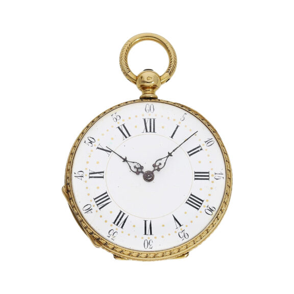 Swiss gold and enamel open faced ladies' watch Circa 1870 Swiss gold and enamel open faced ladies' watch Circa 1870