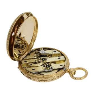 Swiss gold and enamel open faced ladies' watch Circa 1870 Swiss gold and enamel open faced ladies' watch Circa 1870