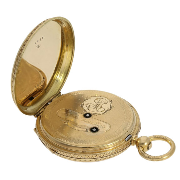 Swiss gold and enamel open faced ladies' watch Circa 1870 Swiss gold and enamel open faced ladies' watch Circa 1870