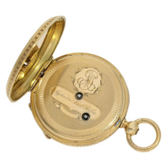 Swiss gold and enamel open faced ladies' watch Circa 1870 Swiss gold and enamel open faced ladies' watch Circa 1870