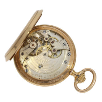 Swiss gold hunting cased watch with enamel painting Circa 1900
