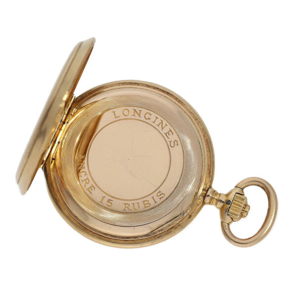 Swiss gold hunting cased watch with enamel painting Circa 1900 Swiss gold hunting cased watch with enamel painting Circa 1900