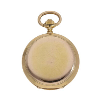 Swiss gold hunting cased watch with enamel painting Circa 1900