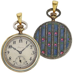 Swiss gold, platinum and enamel lever ladies watch Circa 1920