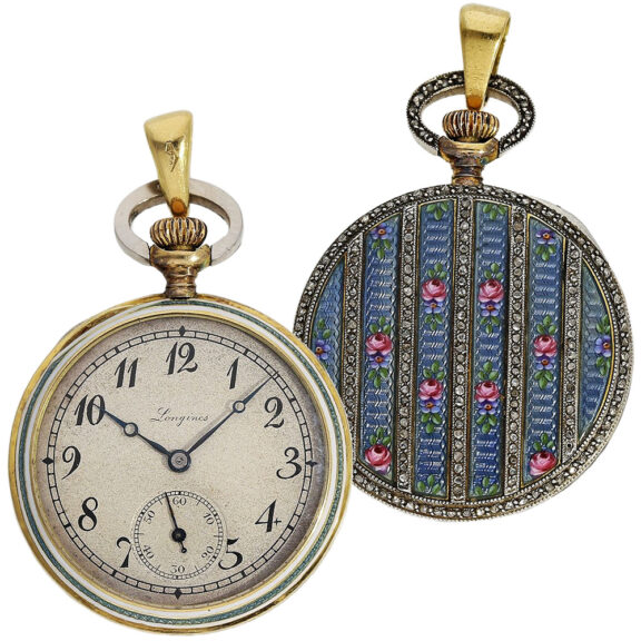 Swiss gold, platinum and enamel lever ladies watch Circa 1920