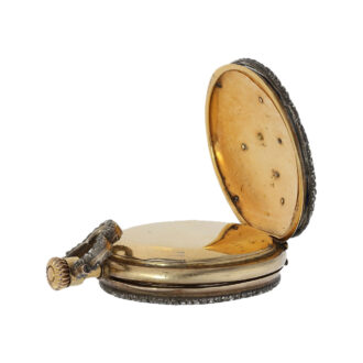 Swiss 18K gold and enamel keyless pendant watch Circa 1900