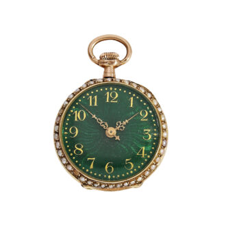 Swiss gold enamel with pearls and diamonds set ladies-watch Circa 1900