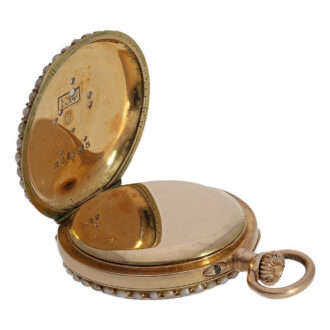 Swiss gold enamel with pearls and diamonds set ladies watch Circa 1900