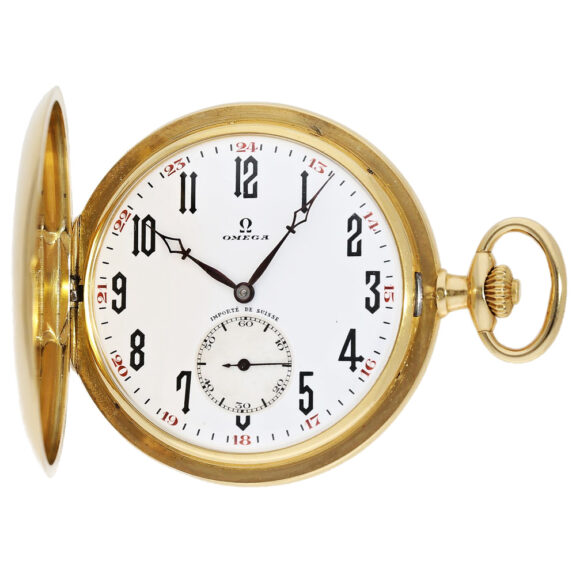 Rare Swiss 18K gold hunting cased pocket watch Circa 1923