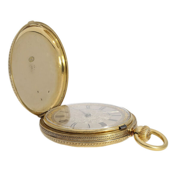 Swiss rare 18 carat gold hunting cased splendour watch Circa 1860 Swiss rare 18 carat gold hunting cased splendour watch Circa 1860