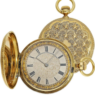 Swiss rare 18 carat gold hunting cased splendour watch Circa 1860