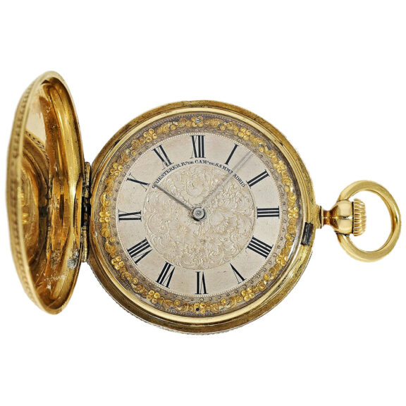 Swiss rare 18 carat gold hunting cased splendour watch Circa 1860