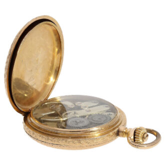 Magnificent Danish 18K gold hunting cased pocket watch Circa 1890