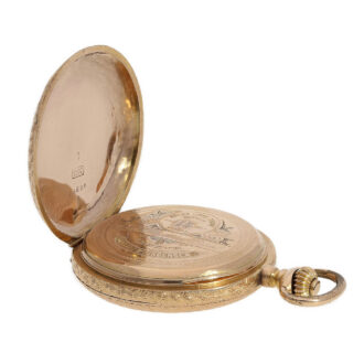 Magnificent Danish 18K gold hunting cased pocket watch Circa 1890