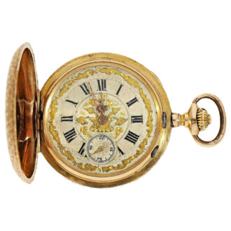 Magnificent Danish 18K gold hunting cased pocket watch Circa 1890