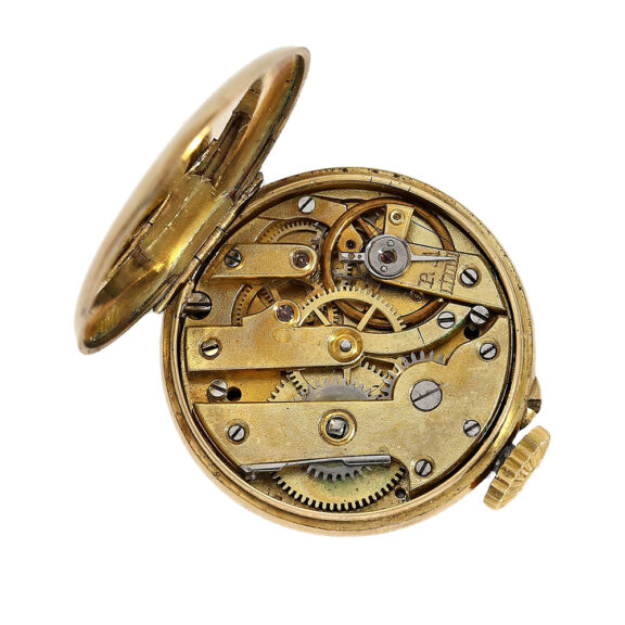 Rare Swiss gold and diamond set buttonhole watch Circa 1890 Rare Swiss gold and diamond set buttonhole watch Circa 1890
