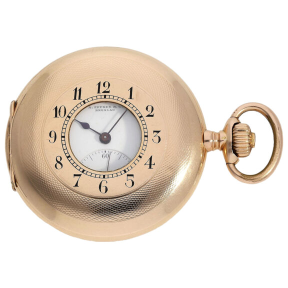 German gold keyless half hunting cased watch Circa 1900