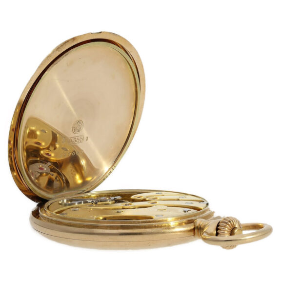 Swiss 14K gold keyless hunting cased pocket watch Circa 1900 Swiss 14K gold keyless hunting cased pocket watch Circa 1900