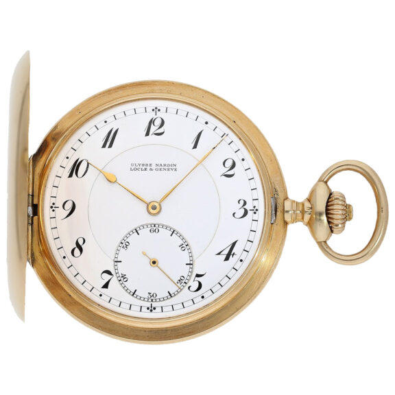 Swiss 14K gold keyless hunting cased pocket watch Circa 1900