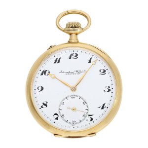 Swiss 18K gold keyless IWC Schaffhausen pocket watch Circa 1913
